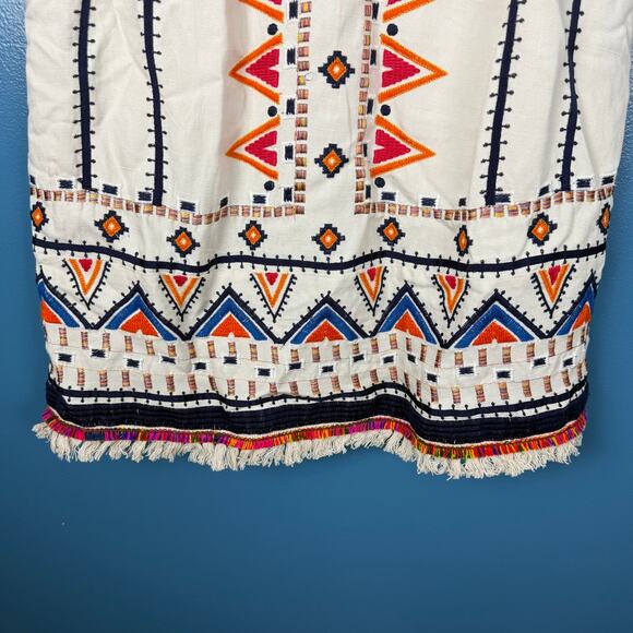 Anthropologie Akemi + Kin Reagan Embroidered Shift Dress White Sleeveless Sz 2 - Picture 15 of 16